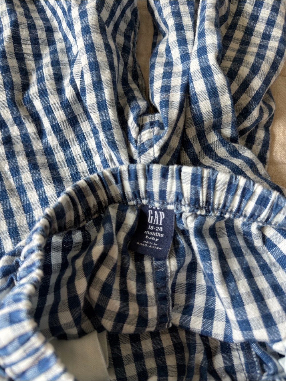 Baby Gap Gingham Denim Ruffle-Hem Outfit Set 18-24m 100% Cotton - Picture 6 of 8